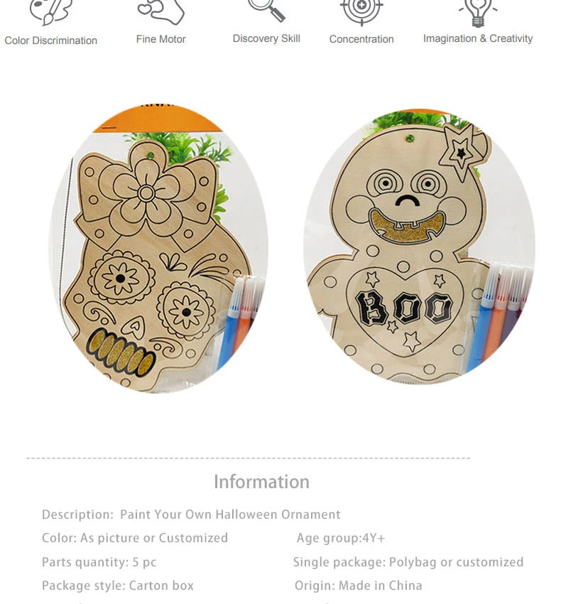 Wooden DIY Craft Paint Your Own Halloween Ornament DIY Paint Pumpkin