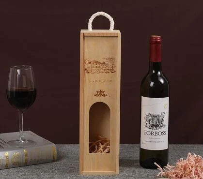 Creative Assembled Wood Red Wine Box with Rope Handle