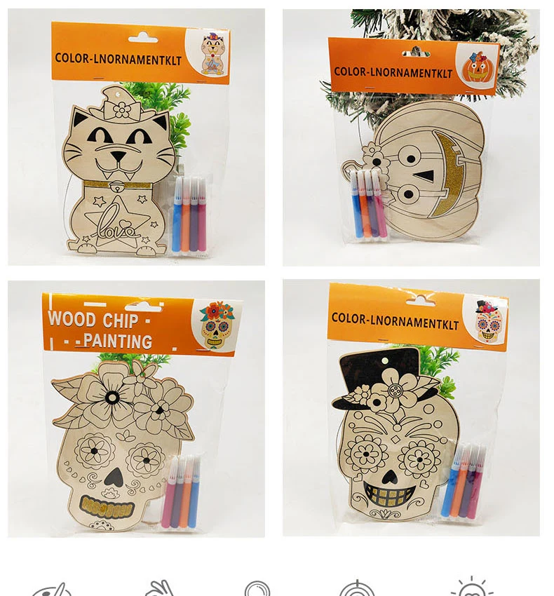 Wooden DIY Craft Paint Your Own Halloween Ornament DIY Paint Pumpkin