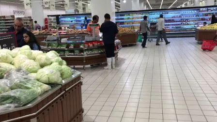 Supermarkt-Wandregal für Gemüse aus Holz