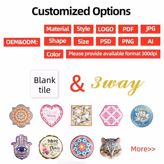 DIY Custom Großhandel wasserabsorbierende Teetasse Untersetzer Set Sublimationsrohlinge Untersetzer Tisch MDF Holz Untersetzer für Getränke Kaffee