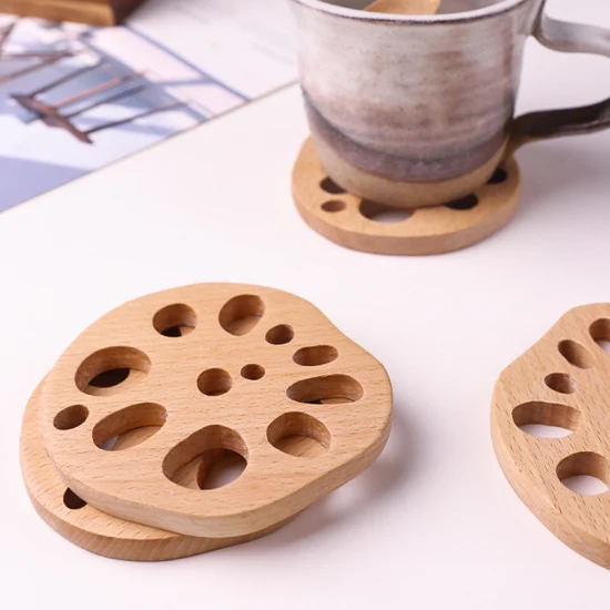 Lotuswurzel-Form, kreativer Geschirr-Untersetzer, Wärmedämmung, Holz-Tassenuntersetzer